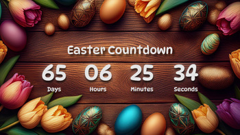 Easter Countdown Timer With Cute Eggs And Tulips