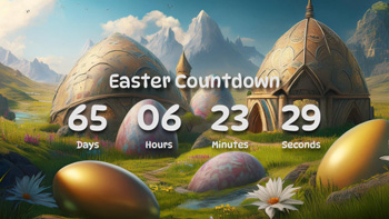 Easter Countdown Timer With Cute Eggs And Houses