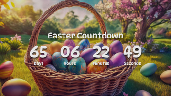 Easter Countdown Timer With Cute Egg Basket