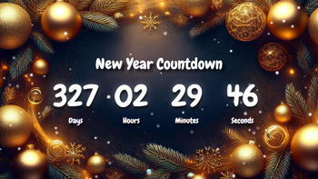 New Year Countdown Timer With Golden Aesthetic Ornaments