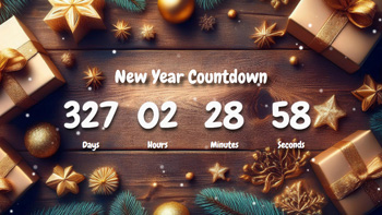 New Year Countdown Timer With Golden Gift Boxes