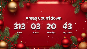 Xmas Countdown Timer With Red Ornaments Background