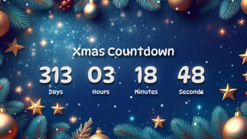 Xmas Countdown Timer With Cute Ornaments and Blue Sky Background