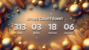 Xmas Countdown Timer With Golden Ornaments