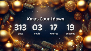 Xmas Countdown Timer With Golden Aesthetic Ornaments