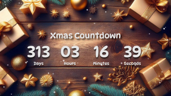 Xmas Countdown Timer With Golden Gift Boxes