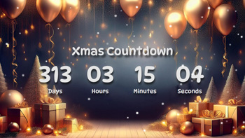 Xmas Countdown Timer With Cute Balloons And Gift Boxes